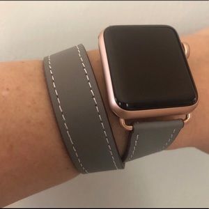 🛍ROSE GOLD Gray Apple Watch Double Wrap Band NEW